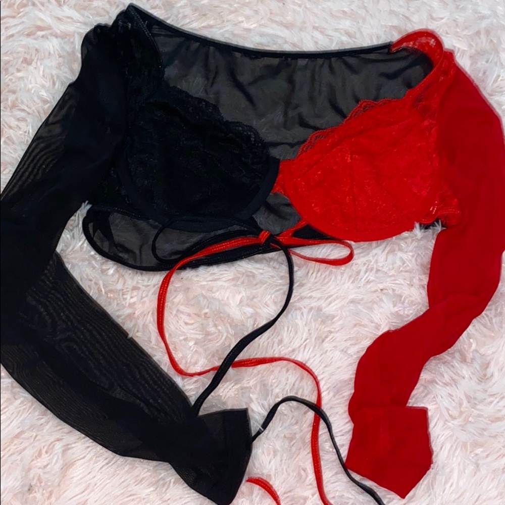 Red and black going out top/lingerie top